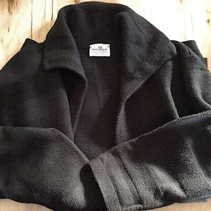 Vintage Black Sweater Open Front Cardigan SweeTree XL